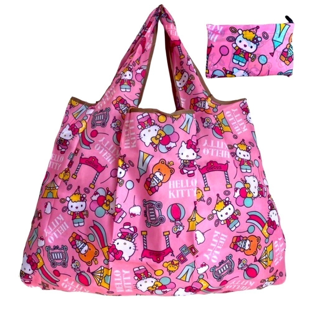 Kitty Pink Circus Reusable Shopping Tote Bag XL - Picture 1 of 2